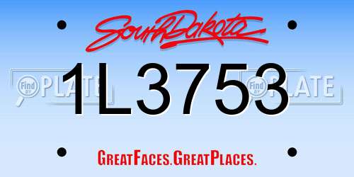 1L3753 South Dakota License Plate
