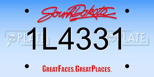 1L4331 South Dakota License Plate