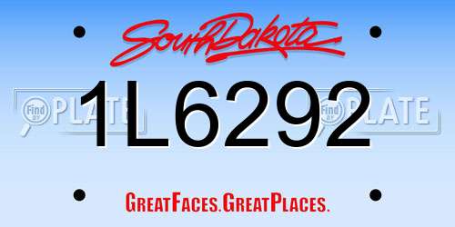 1L6292 South Dakota License Plate