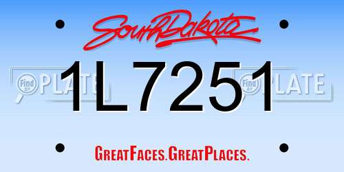 1L7251 South Dakota License Plate