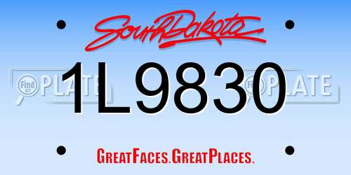 1L9830 South Dakota License Plate