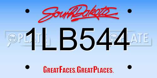 1LB544 South Dakota License Plate