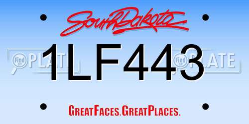 1LF443 South Dakota License Plate