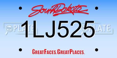 1LJ525 South Dakota License Plate