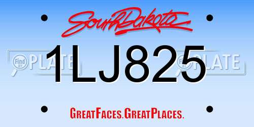 1LJ825 South Dakota License Plate