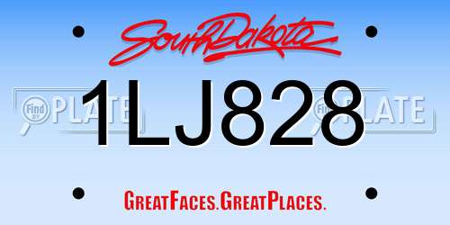 1LJ828 South Dakota License Plate