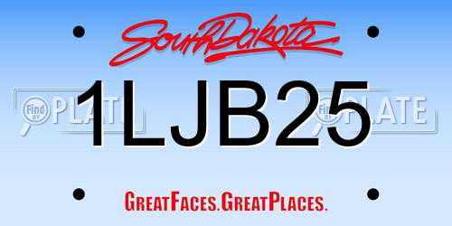 1LJB25 South Dakota License Plate