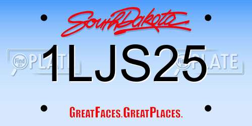 1LJS25 South Dakota License Plate