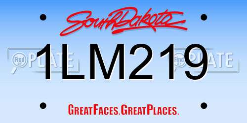 1LM219 South Dakota License Plate