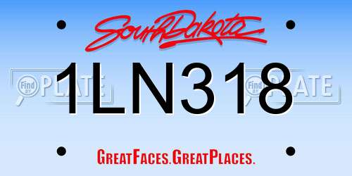 1LN318 South Dakota License Plate