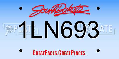 1LN693 South Dakota License Plate