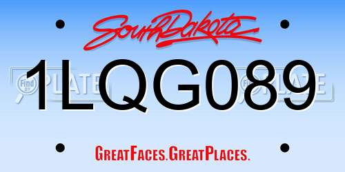 1LQG089 South Dakota License Plate
