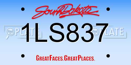 1LS837 South Dakota License Plate