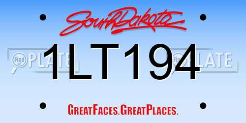 1LT194 South Dakota License Plate