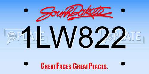 1LW822 South Dakota License Plate