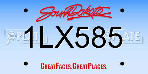 1LX585 South Dakota License Plate