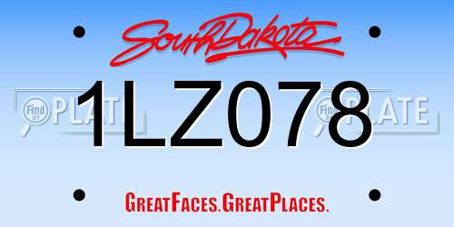 1LZ078 South Dakota License Plate