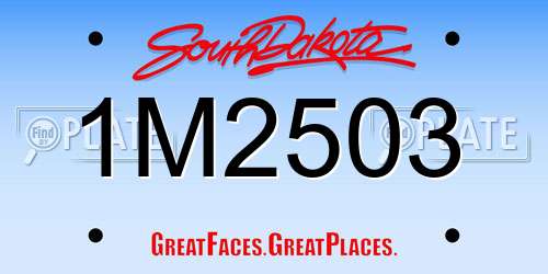 1M2503 South Dakota License Plate