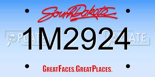 1M2924 South Dakota License Plate