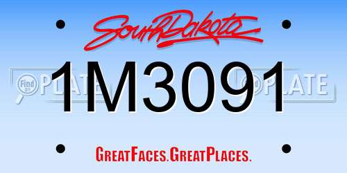 1M3091 South Dakota License Plate
