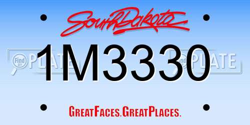 1M3330 South Dakota License Plate
