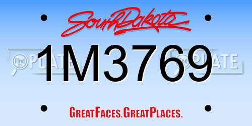 1M3769 South Dakota License Plate