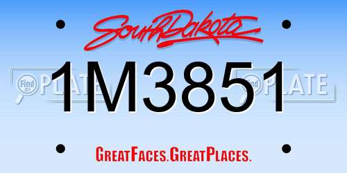 1M3851 South Dakota License Plate