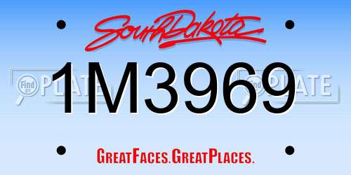 1M3969 South Dakota License Plate