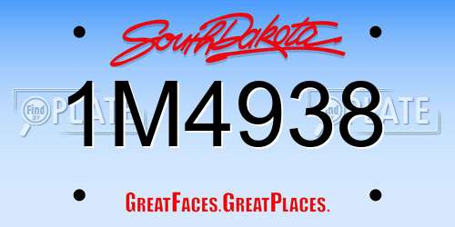 1M4938 South Dakota License Plate
