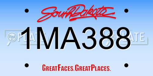 1MA388 South Dakota License Plate