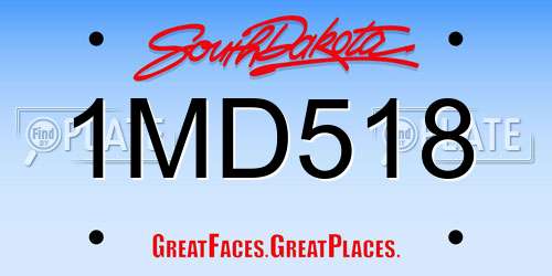1MD518 South Dakota License Plate