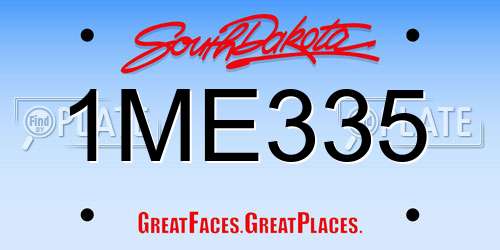 1ME335 South Dakota License Plate