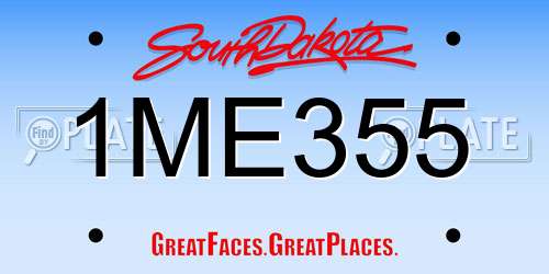 1ME355 South Dakota License Plate