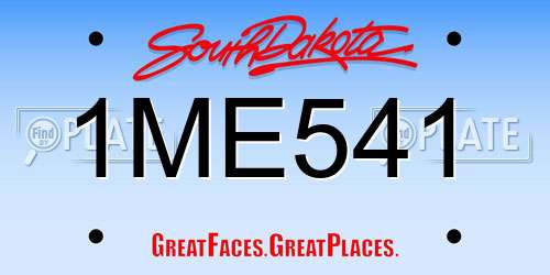 1ME541 South Dakota License Plate