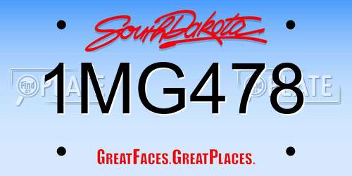 1MG478 South Dakota License Plate