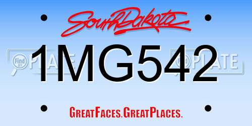 1MG542 South Dakota License Plate