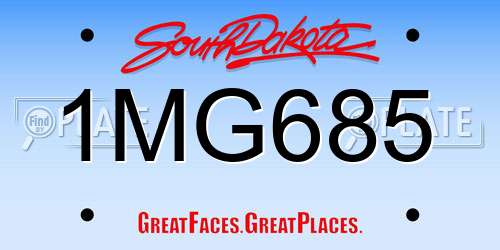 1MG685 South Dakota License Plate