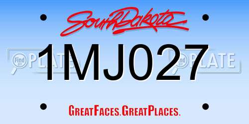 1MJ027 South Dakota License Plate