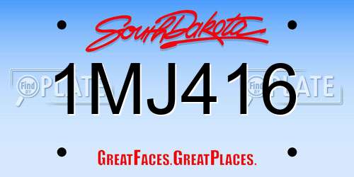 1MJ416 South Dakota License Plate