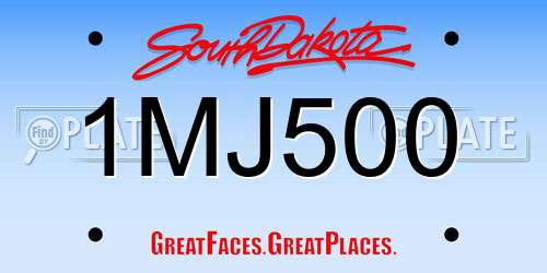 1MJ500 South Dakota License Plate
