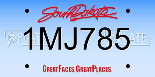 1MJ785 South Dakota License Plate