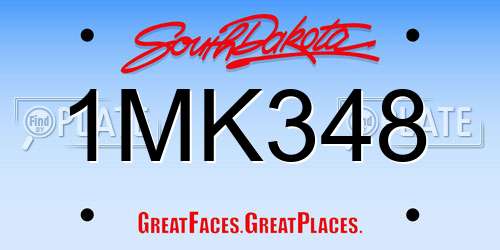1MK348 South Dakota License Plate