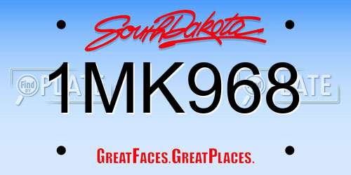 1MK968 South Dakota License Plate