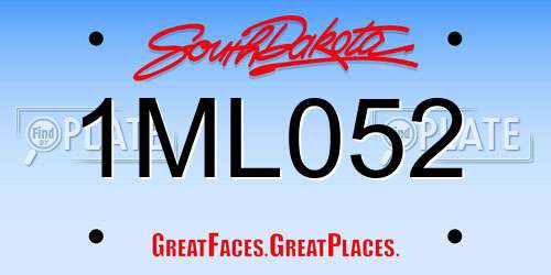 1ML052 South Dakota License Plate
