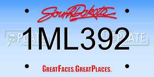 1ML392 South Dakota License Plate