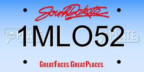 1MLO52 South Dakota License Plate