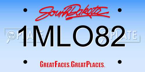 1MLO82 South Dakota License Plate