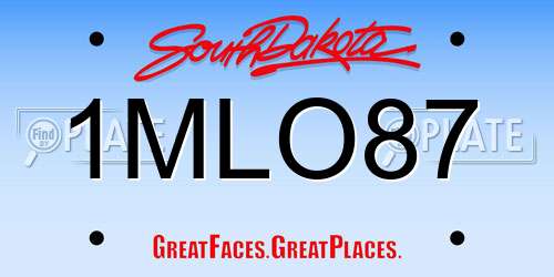 1MLO87 South Dakota License Plate