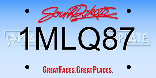 1MLQ87 South Dakota License Plate