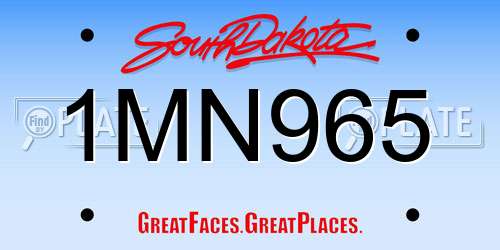 1MN965 South Dakota License Plate